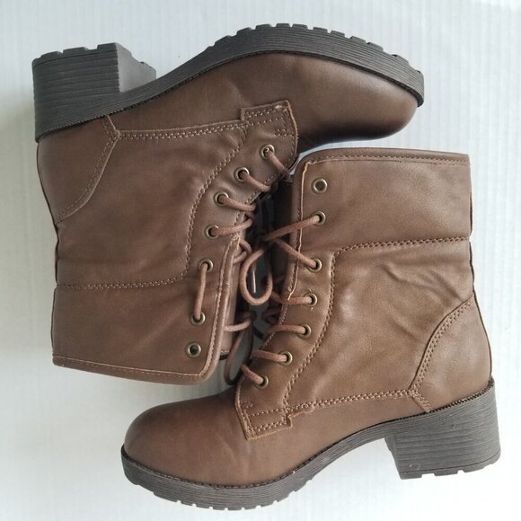 Rock & Candy Sprancie Lace Up Bootie Y2K Chunky Brown Block Heel Grunge Size 6.5 - Picture 7 of 11